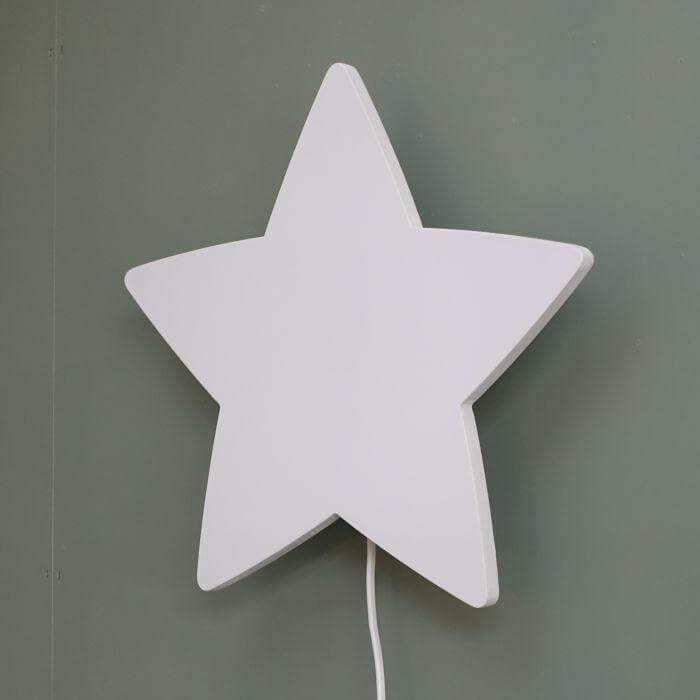 Houten wandlamp kinderkamer | Ster - wit - toddie.nl